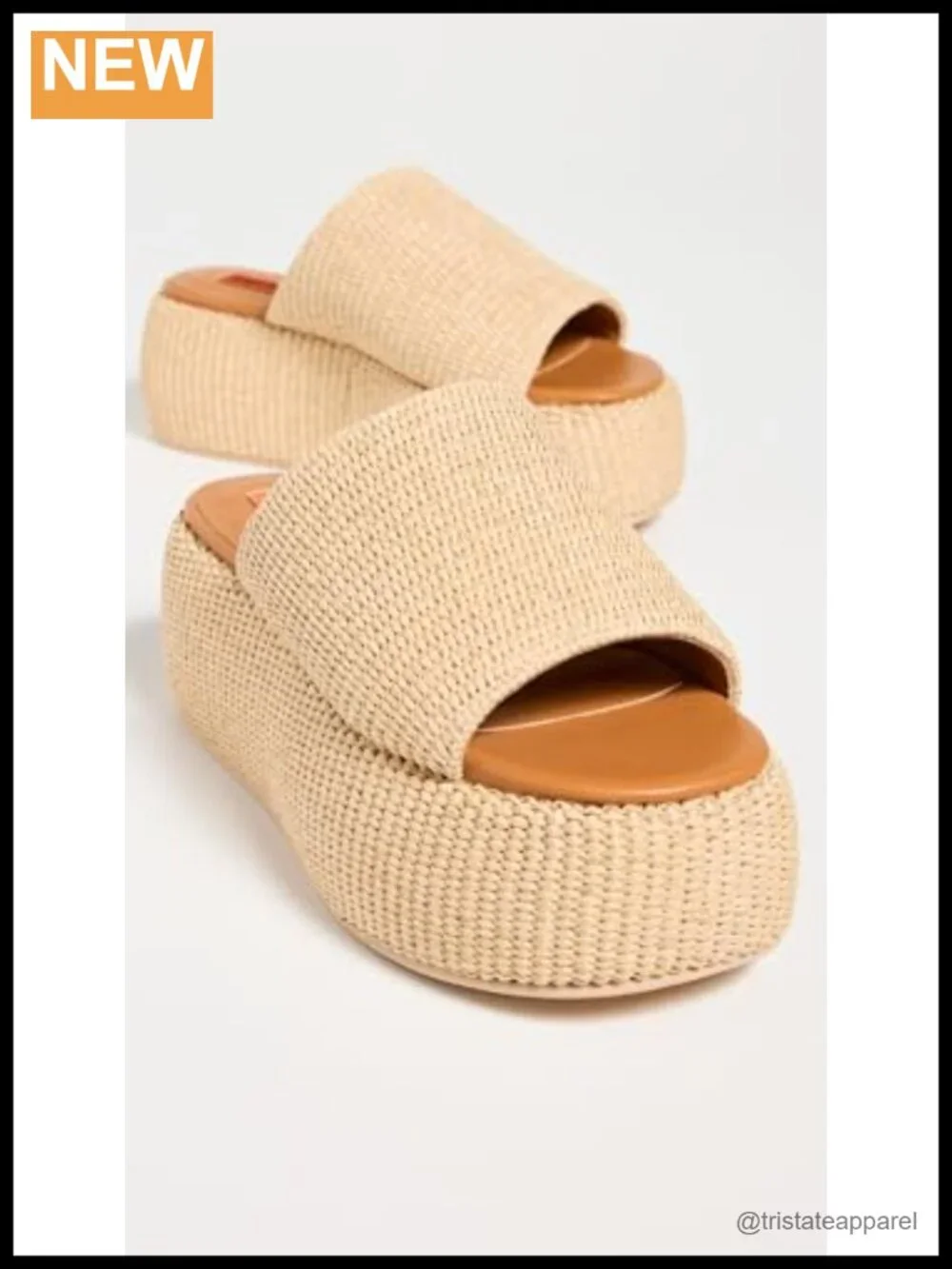 Raffia Platform Sandals Cushioned Leather Footbed 3in Slip On Open Toe